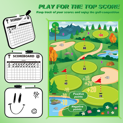 Outdoor Toy Golf Chipping Game Set with Golf Hitting Practice Mat for Kids