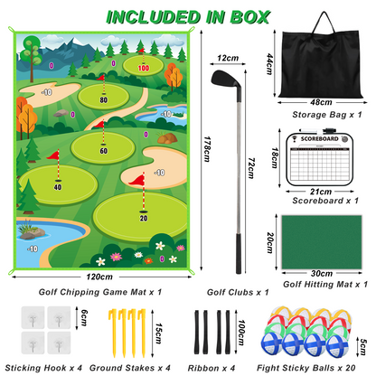 Outdoor Toy Golf Chipping Game Set with Golf Hitting Practice Mat for Kids