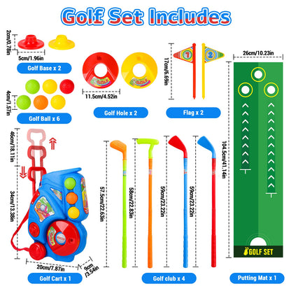 Golf Clubs Toy Set Outdoor Indoor Sports Garden Play Game Toy for Toddlers 3 4 5 Years Old