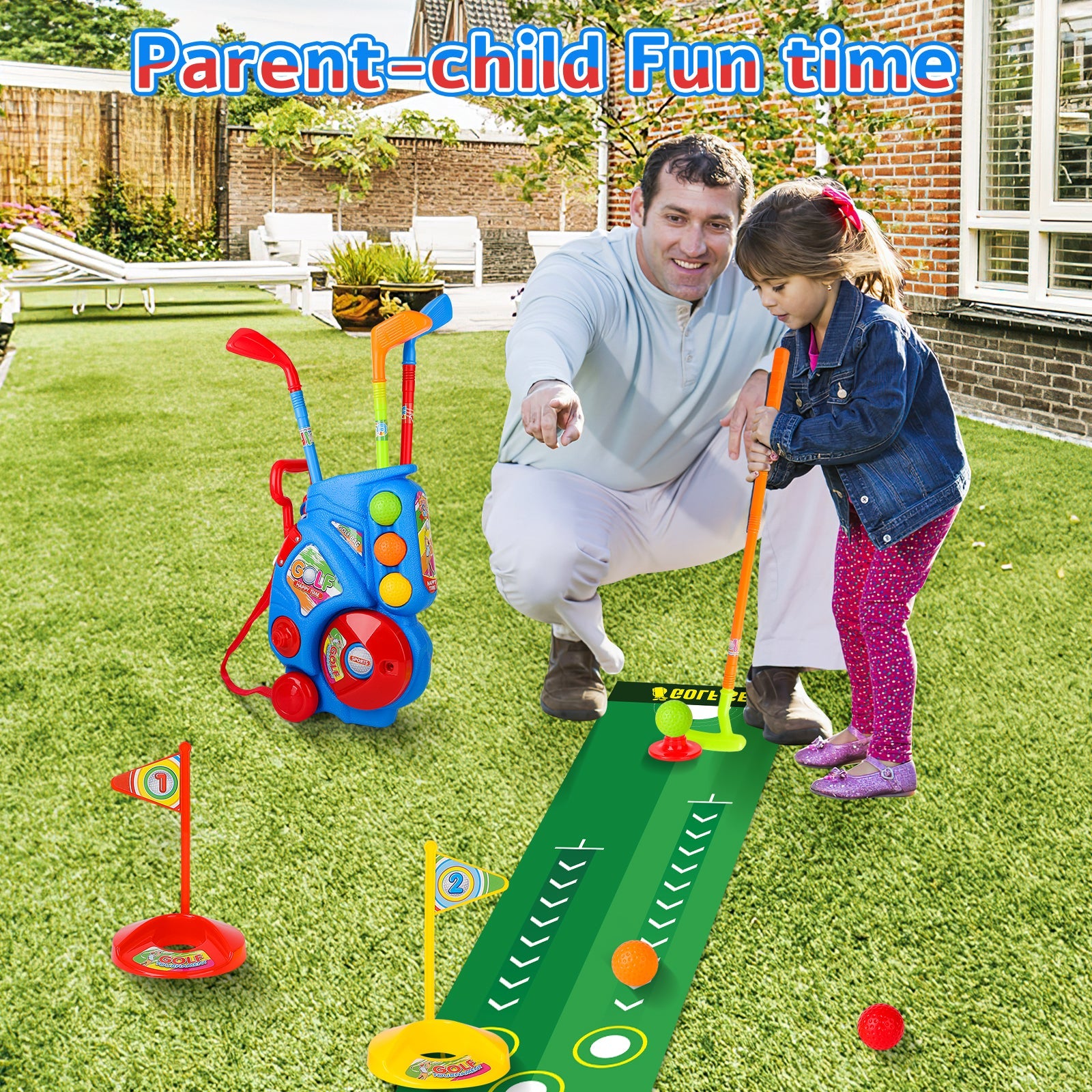 Golf Clubs Toy Set Outdoor Indoor Sports Garden Play Game Toy for Toddlers 3 4 5 Years Old
