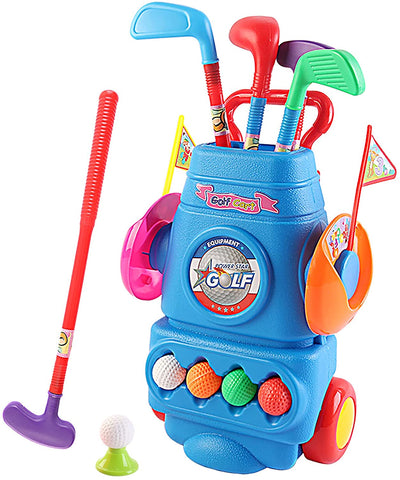 Kit de Golf Amusant pour Jeunes Golfeurs Débutants – Comprend Clubs de Golf, Chariot, Trous et Balles de Jeu