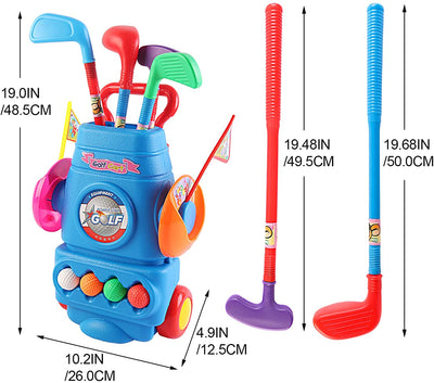 Kit de Golf Amusant pour Jeunes Golfeurs Débutants – Comprend Clubs de Golf, Chariot, Trous et Balles de Jeu