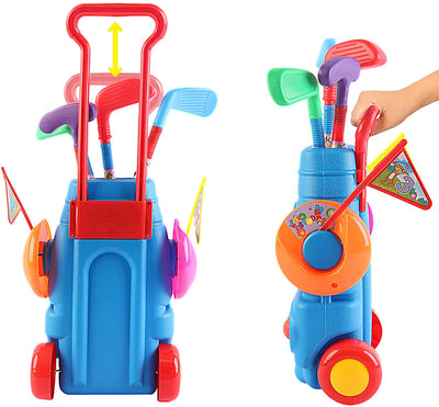 Kit de Golf Amusant pour Jeunes Golfeurs Débutants – Comprend Clubs de Golf, Chariot, Trous et Balles de Jeu