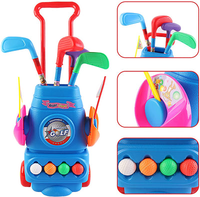 Kit de Golf Amusant pour Jeunes Golfeurs Débutants – Comprend Clubs de Golf, Chariot, Trous et Balles de Jeu