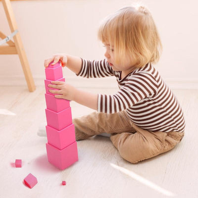 Tour rose Fidtoy Montessori - Jouet sensoriel à empiler pour enfants