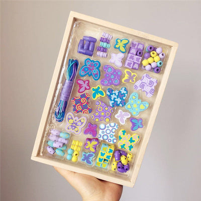 Fidtoy Papillon Perles en Bois pour la Fabrication de Bijoux pour Enfants