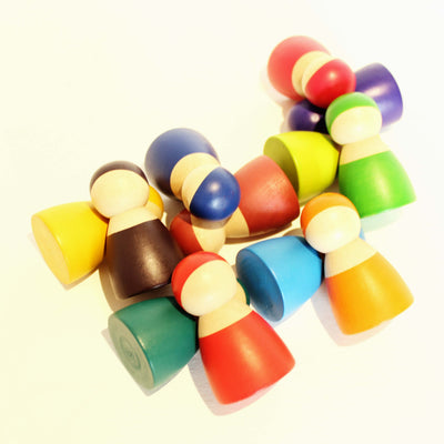 Fidtoy Wooden Friends Rainbow Wooden Doll Set for Kids 3+