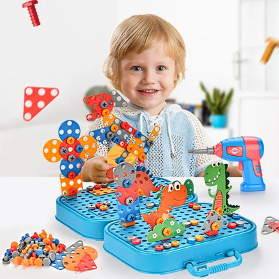 Fidtoy Unicorn Construction Building Set with Electric Screwdriver – 228 PCS Portable STEM Building Toy for Kids 3+
