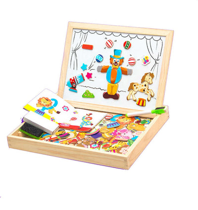 Fidtoy Double-Sided Magnetic & Drawing Board Puzzle for Kids – Montessori Learning Toy for Creativity & Fine Motor Skills