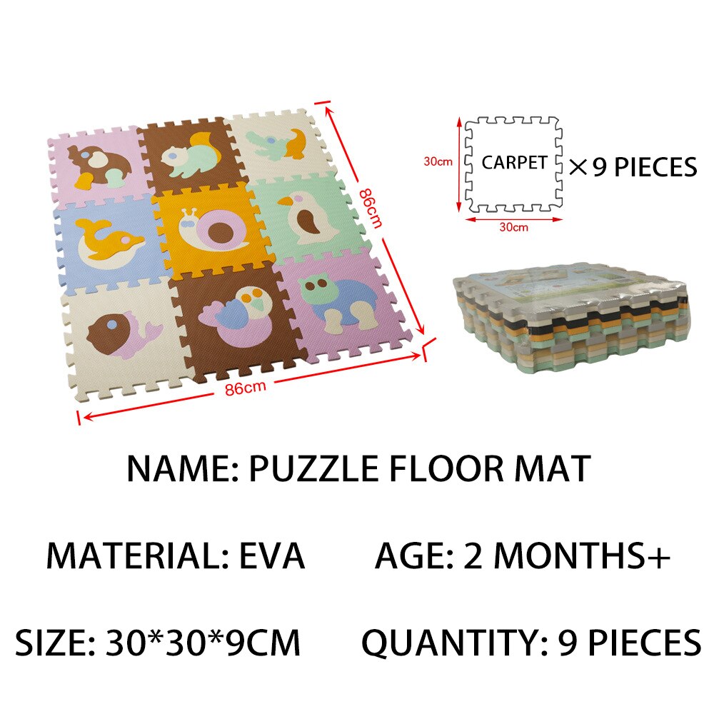Tapis de sol éducatif en mousse avec puzzles d'animaux