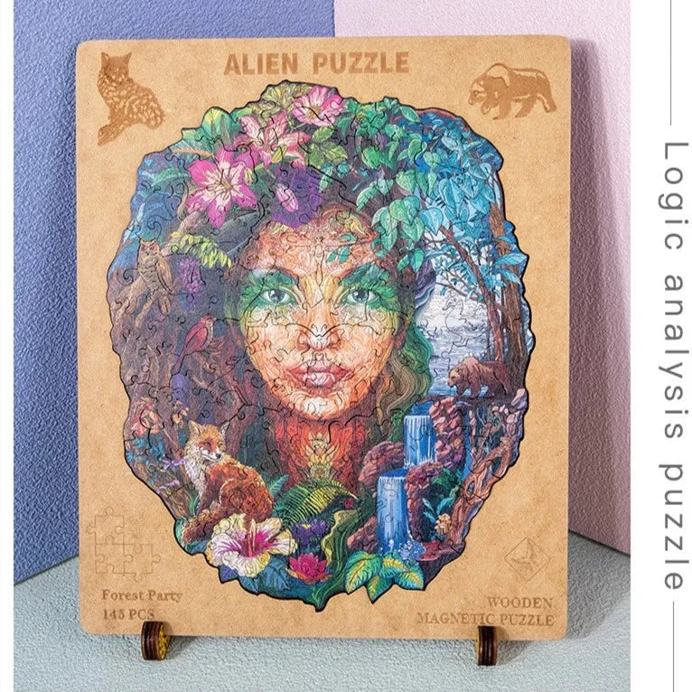Wooden Magnetic Puzzle For Adult Unique Animal Shape Cut Wood Puzzle