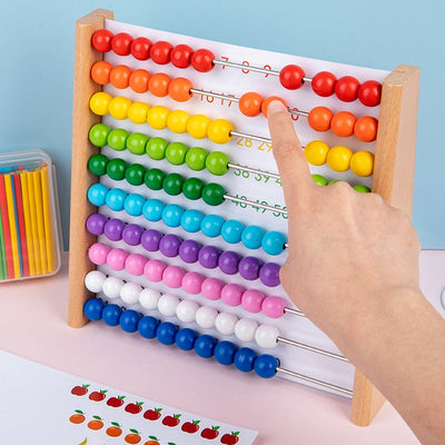 Fidtoy Wooden Montessori Abacus for Kids – Early Math Learning, Counting & Color Recognition Toy for Toddlers Age 3-6