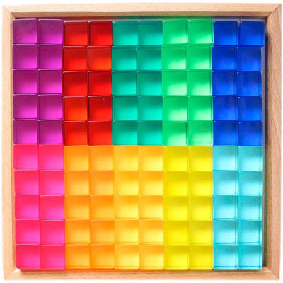 Fidtoy Bloques de Construcción de Colores Claros – Cubos Apilables de Acrílico Transparente para el Juego Educativo de Niños