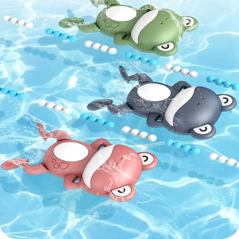Fidtoy Wind-Up Swimming Frog Bath Toys for Toddlers – Floating Frog Water Toys 3 Pack