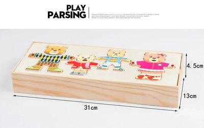 Jouets puzzle en bois Montessori Animaux pour enfants - Jouet éducatif pour bébés et enfants
