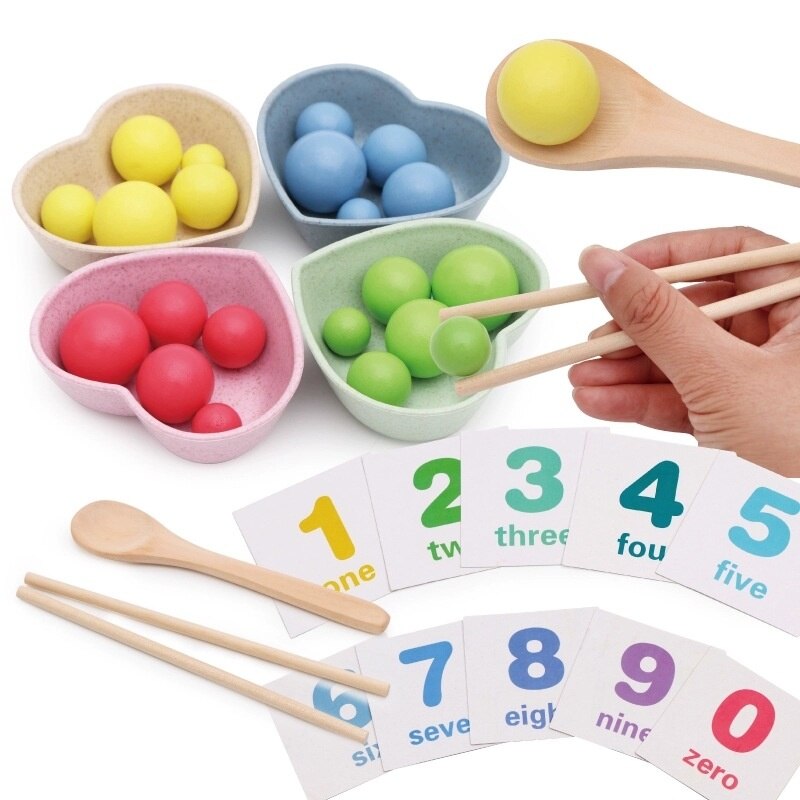 Montessori Wooden Clip Beads Toy – Fine Motor Skills & Hand-Eye Coordination Training Set for Toddlers 3-6 Years