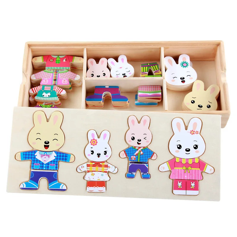 Jouets puzzle en bois Montessori Animaux pour enfants - Jouet éducatif pour bébés et enfants