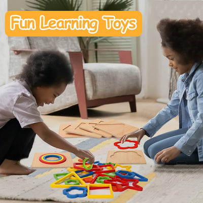 Fidtoy Wooden Jigsaw Puzzle for Toddlers – Montessori Educational Shape Learning Toy for Kids Ages 1-6