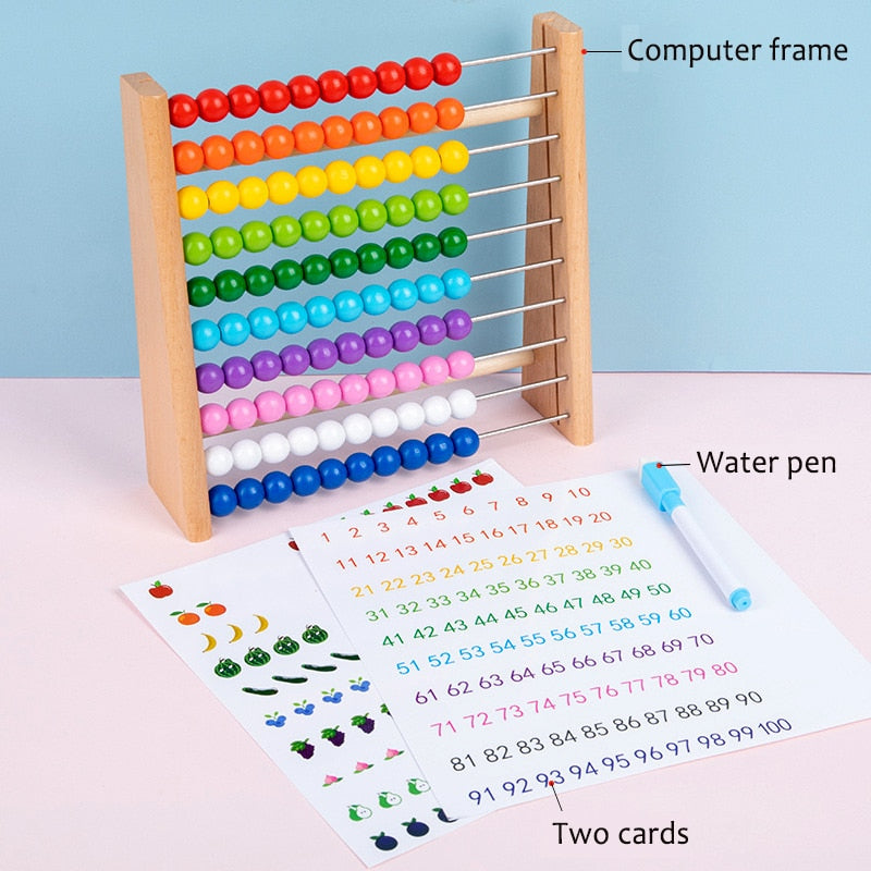 Fidtoy Wooden Montessori Abacus for Kids – Early Math Learning, Counting & Color Recognition Toy for Toddlers Age 3-6