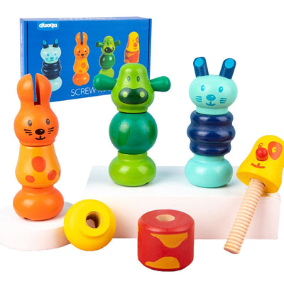 Jouets de montage Montessori animaux à visser et écrou