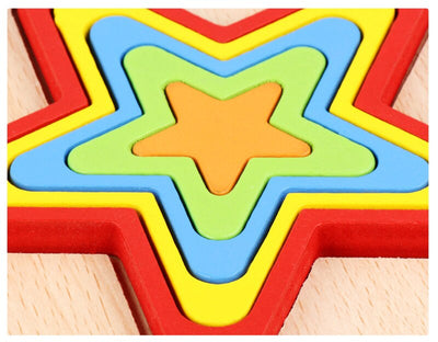 Fidtoy Wooden Jigsaw Puzzle for Toddlers – Montessori Educational Shape Learning Toy for Kids Ages 1-6