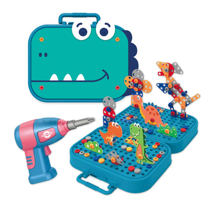 Fidtoy Unicorn Construction Building Set with Electric Screwdriver – 228 PCS Portable STEM Building Toy for Kids 3+