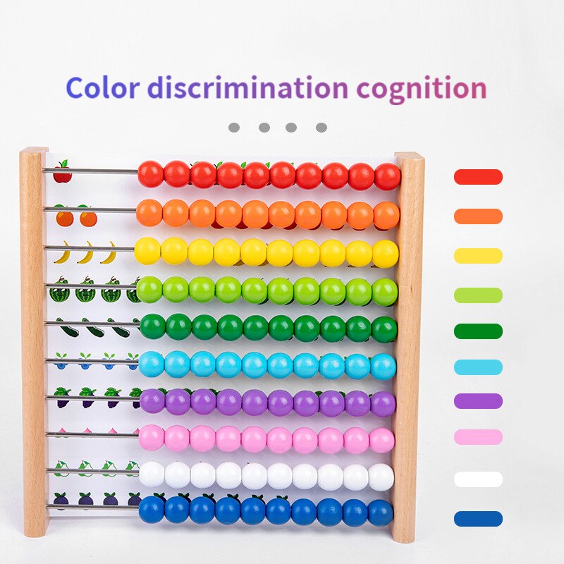 Fidtoy Wooden Montessori Abacus for Kids – Early Math Learning, Counting & Color Recognition Toy for Toddlers Age 3-6