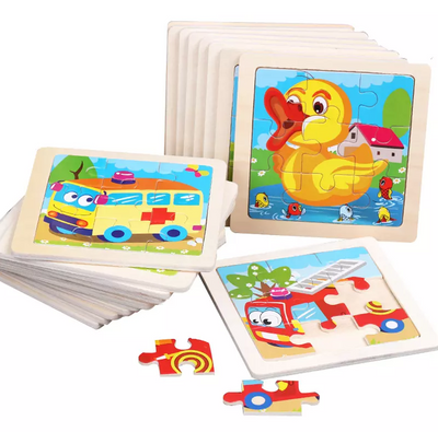 Lot of 10 Wooden Puzzles for Children