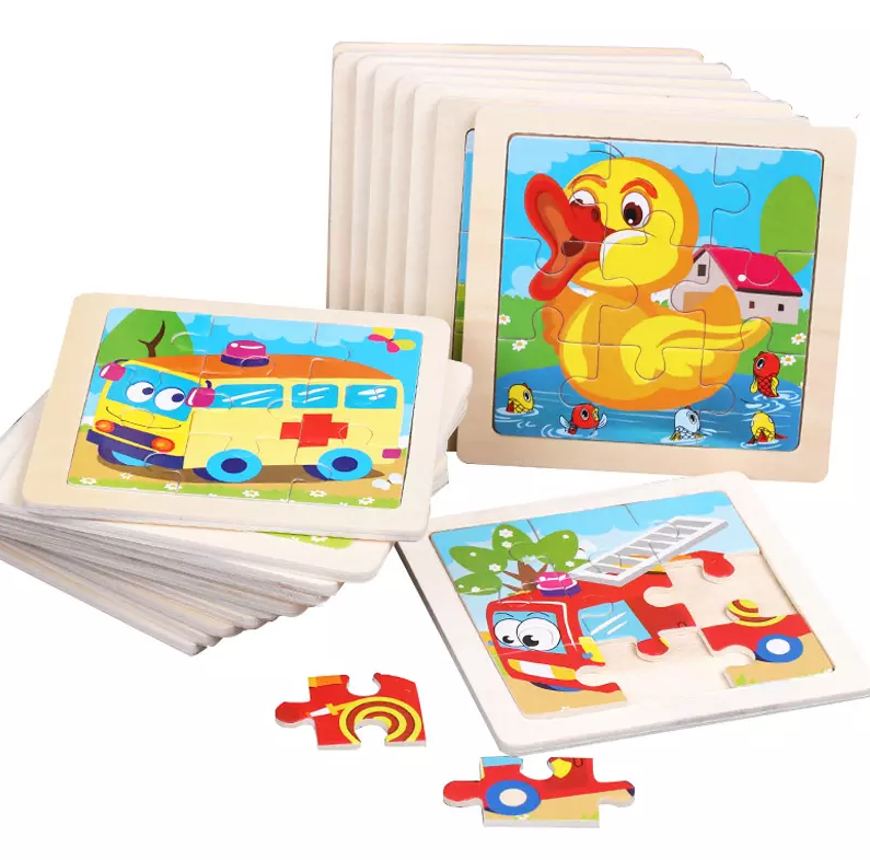 Lot of 10 Wooden Puzzles for Children