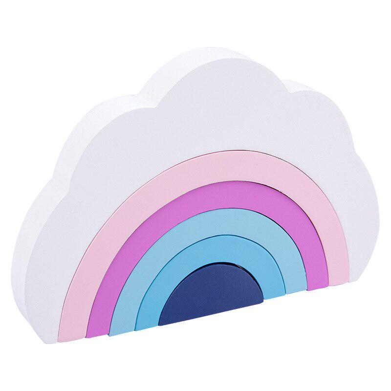 Fidtoy Creative Wooden Blocks Set – Montessori Rainbow Stacking & Imaginative Building Toy