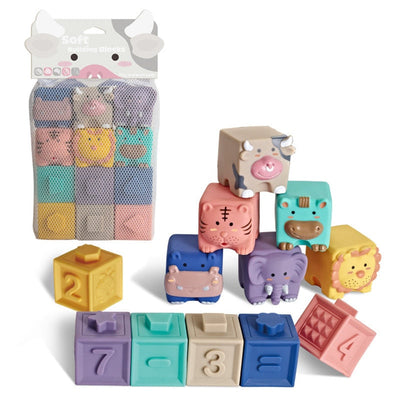 Fidtoy Silicone Baby Building Blocks – Soft Stacking Sensory Toys for Babies & Toddlers