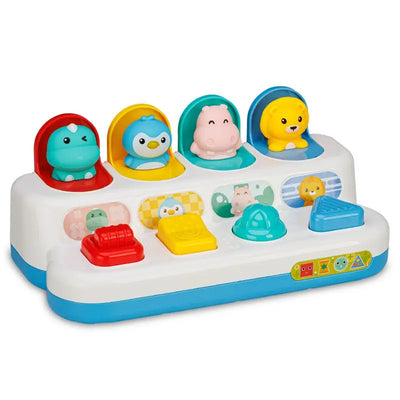 Fidtoy Baby Pop Up Toy for Toddlers – Cause and Effect Animal Learning Toy with Colorful Buttons