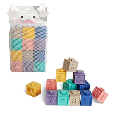 Fidtoy Silicone Baby Building Blocks – Soft Stacking Sensory Toys for Babies & Toddlers
