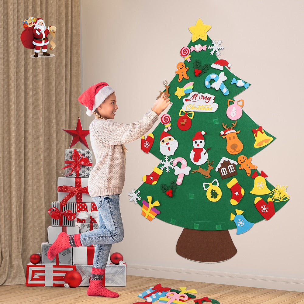 Sapin de Noël en feutre avec 32 pièces
