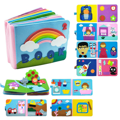 Fidtoy Montessori Felt Busy Book for Toddlers – Interactive Learning & Sensory Toy, Ages 1-4