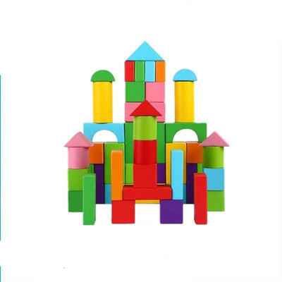 Fidtoy Blocs de construction en bois arc-en-ciel pour enfants Ensemble de jouets de construction créatifs