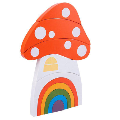 Fidtoy Creative Wooden Blocks Set – Montessori Rainbow Stacking & Imaginative Building Toy
