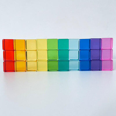 Fidtoy Bloques de Construcción de Colores Claros – Cubos Apilables de Acrílico Transparente para el Juego Educativo de Niños