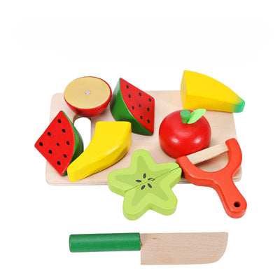 Fidtoy Wooden Cutting Food Set Montessori Pretend Play Toy
