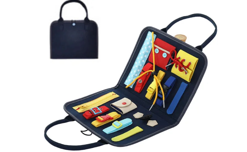 Tableau d'activités portable Fidtoy en feutre pour les tout-petits - Jouet de voyage pour développer la motricité fine