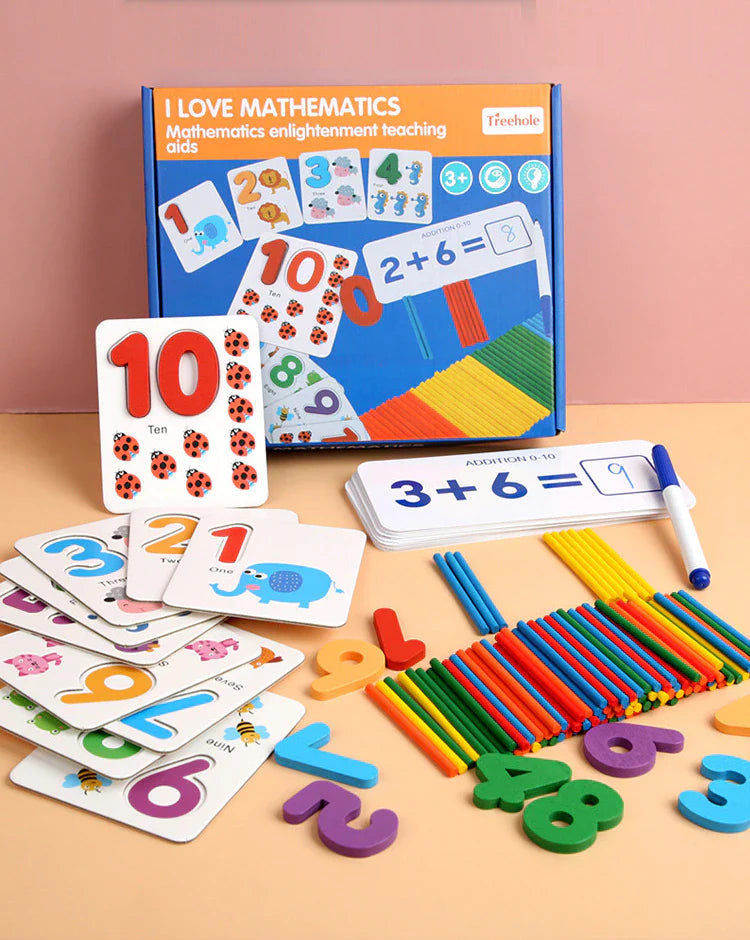 Montessori Wooden Counting Sticks 1-10 Maths and Numbers Activity Set