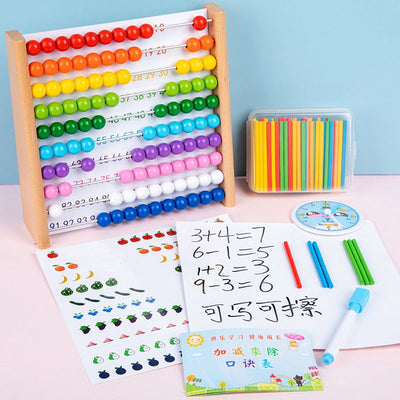 Fidtoy Wooden Montessori Abacus for Kids – Early Math Learning, Counting & Color Recognition Toy for Toddlers Age 3-6