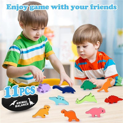 Fidtoy Montessori Wooden Balance Blocks for Kids Ages 3-12 – Dinosaur & Animal Stacking Toy for Educational Play