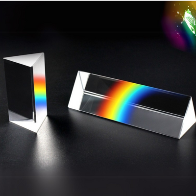 Prisma Triangular Triple de Cristal Óptico Educativo para Enseñanza de Física Espectro de Luz 5cm o 10cm