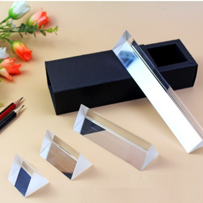 Prisma Triangular Triple de Cristal Óptico Educativo para Enseñanza de Física Espectro de Luz 5cm o 10cm