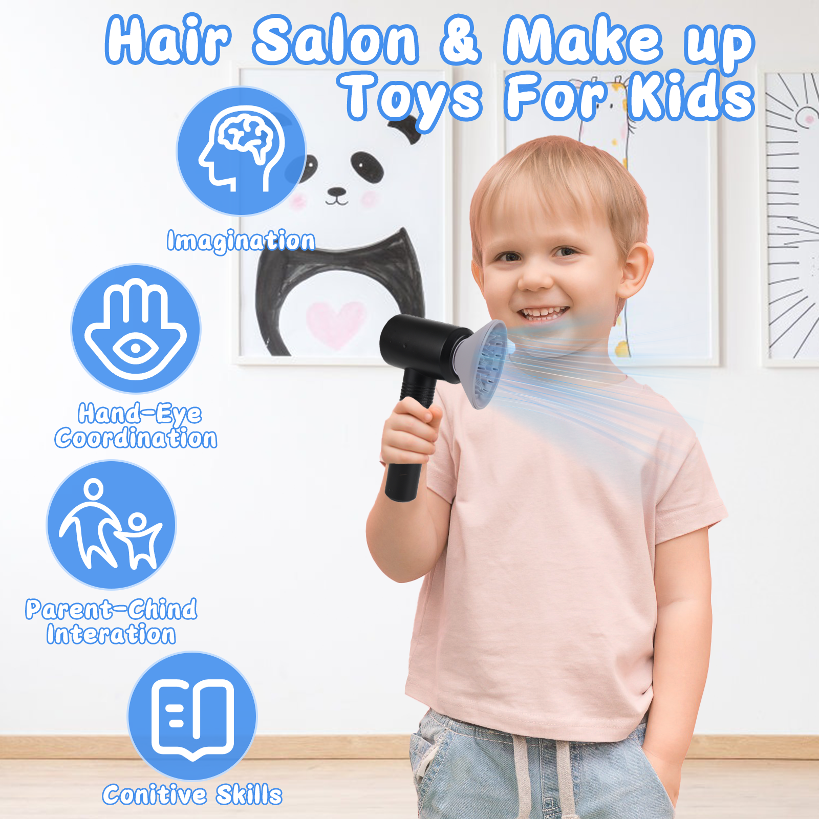 37 PCS Stylist Hairdresser Hairdresser Role Play Set Hairdressing Set with Hair Dryer Electric Hair Clippers Razors Accessories Toys for Kids