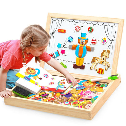 Montessori Wooden Magnetic Puzzle Drawing & Writing Board
