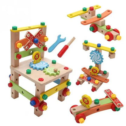 Montessori DIY Wooden Chair Building Blocks