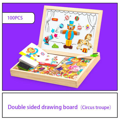 Montessori Wooden Magnetic Puzzle Drawing & Writing Board