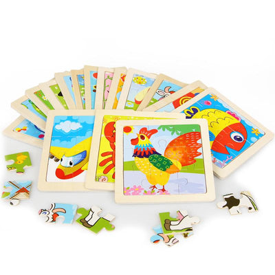 Lot of 10 Wooden Puzzles for Children